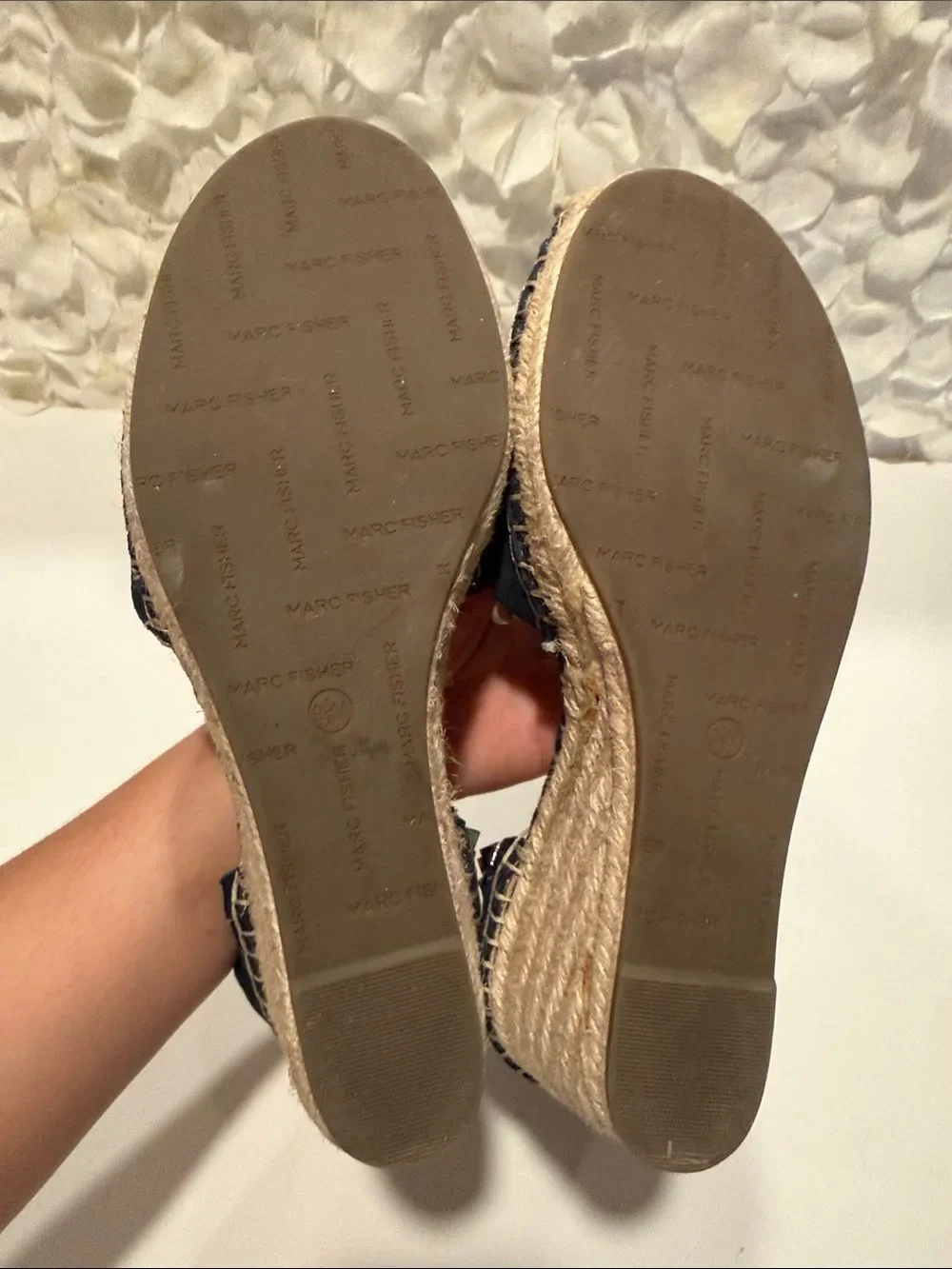 Marc Fisher Black Suede Espadrille Ankle-Strap Flats